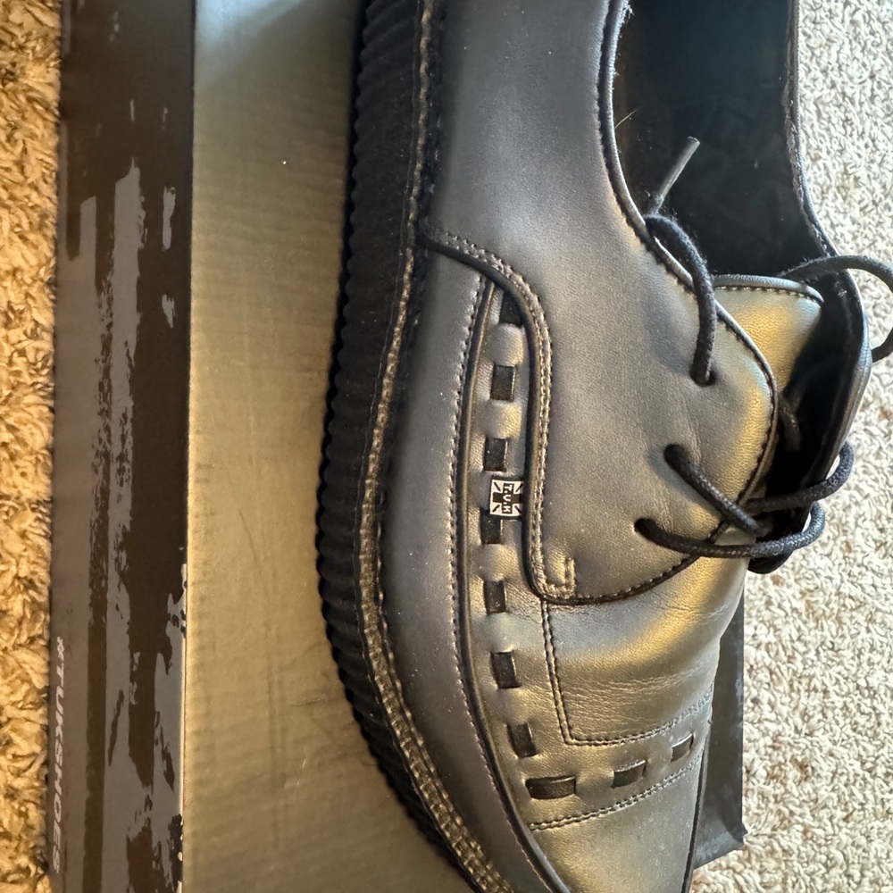 T.U.K Black Leather Oxfords